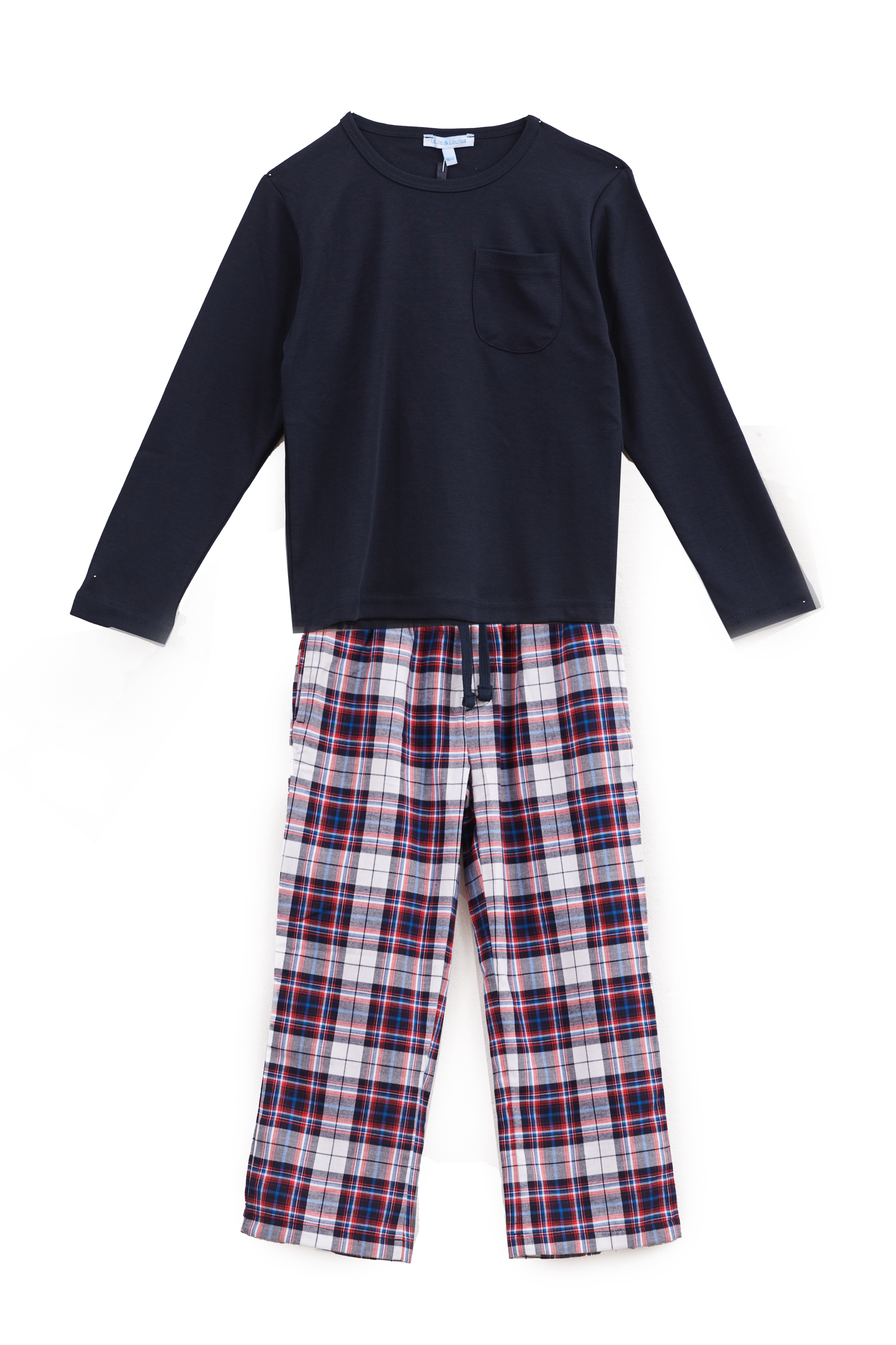 Louis & Louisa Pyjama Jungs mit Tasche, dunkelblau / flanell