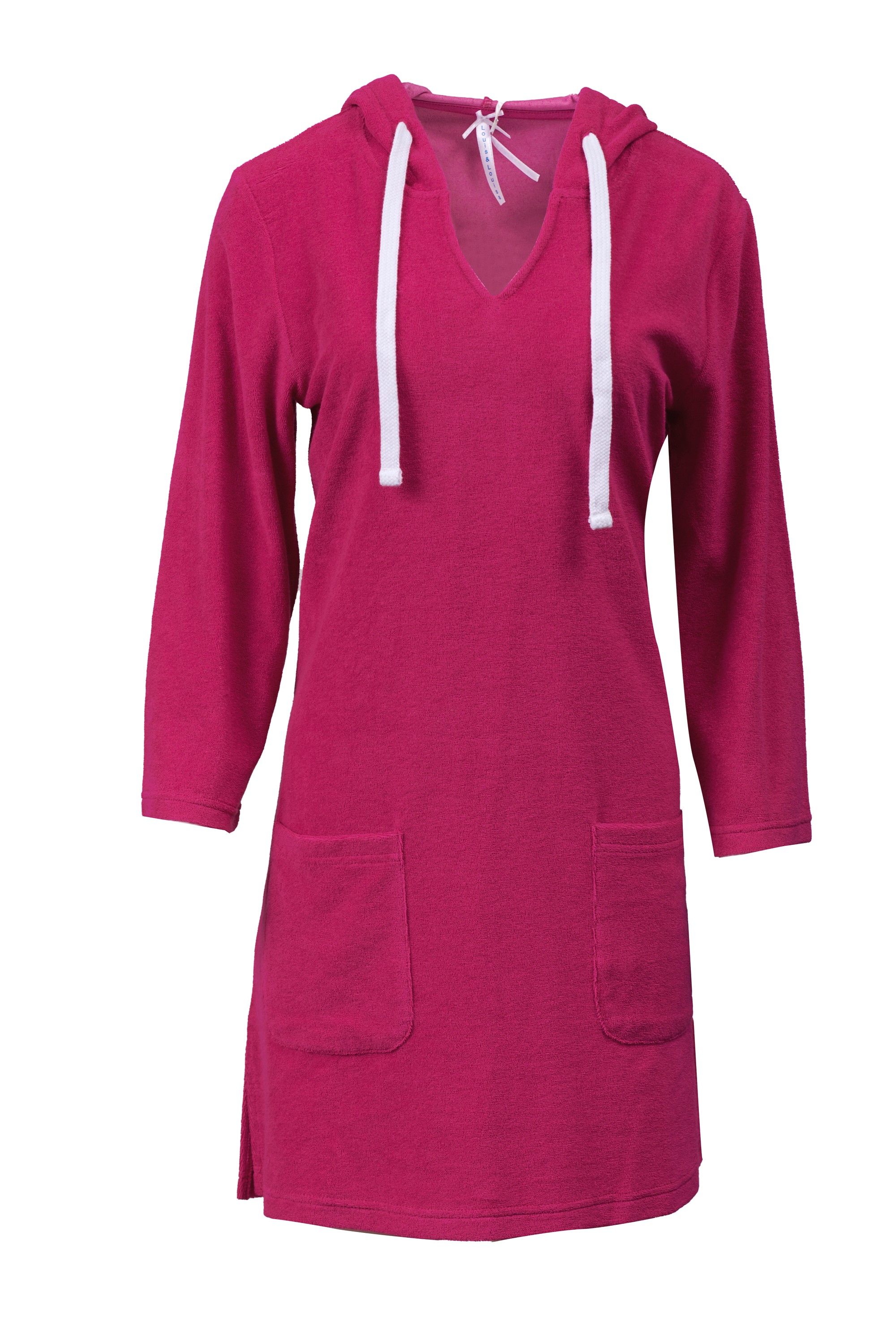 Louis & Louisa Badekleid Frottee Damen, fuchsia mit Kapuze