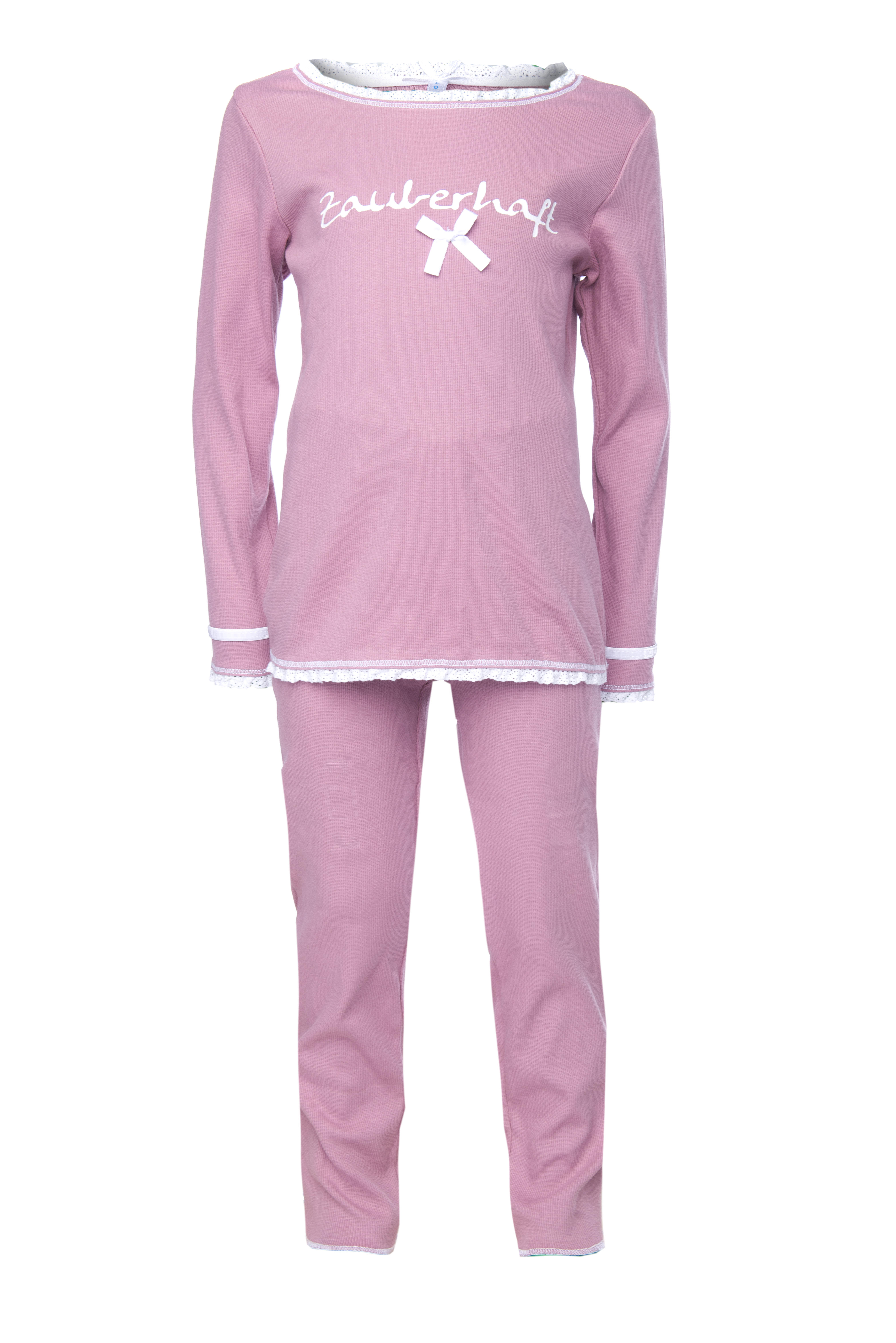 Louis & Louisa Pyjama Kinder Rippe "Zauberhaft", rosa