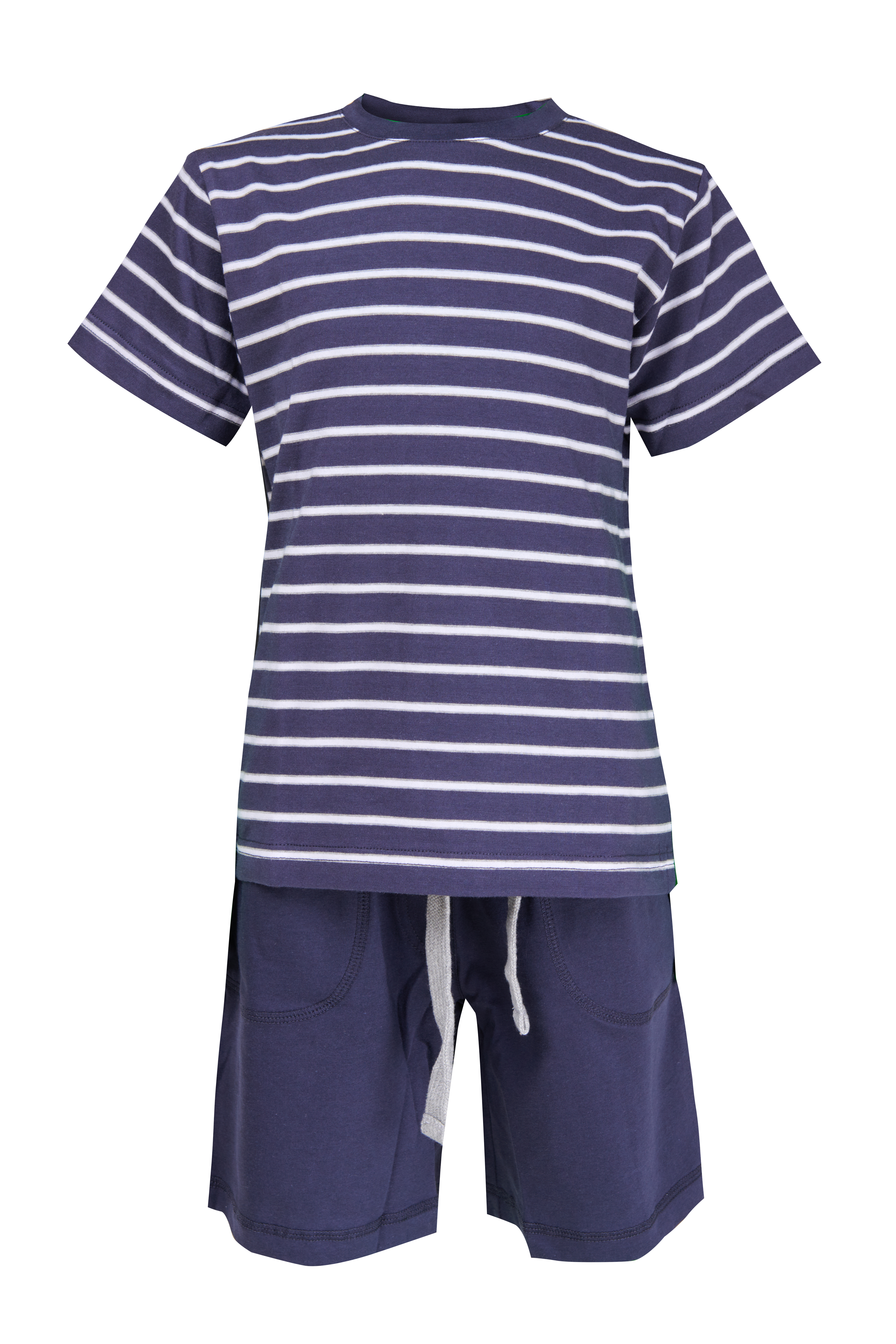 Louis & Louisa Short-Set Jungs mit Tasche, blau gestreift / blau