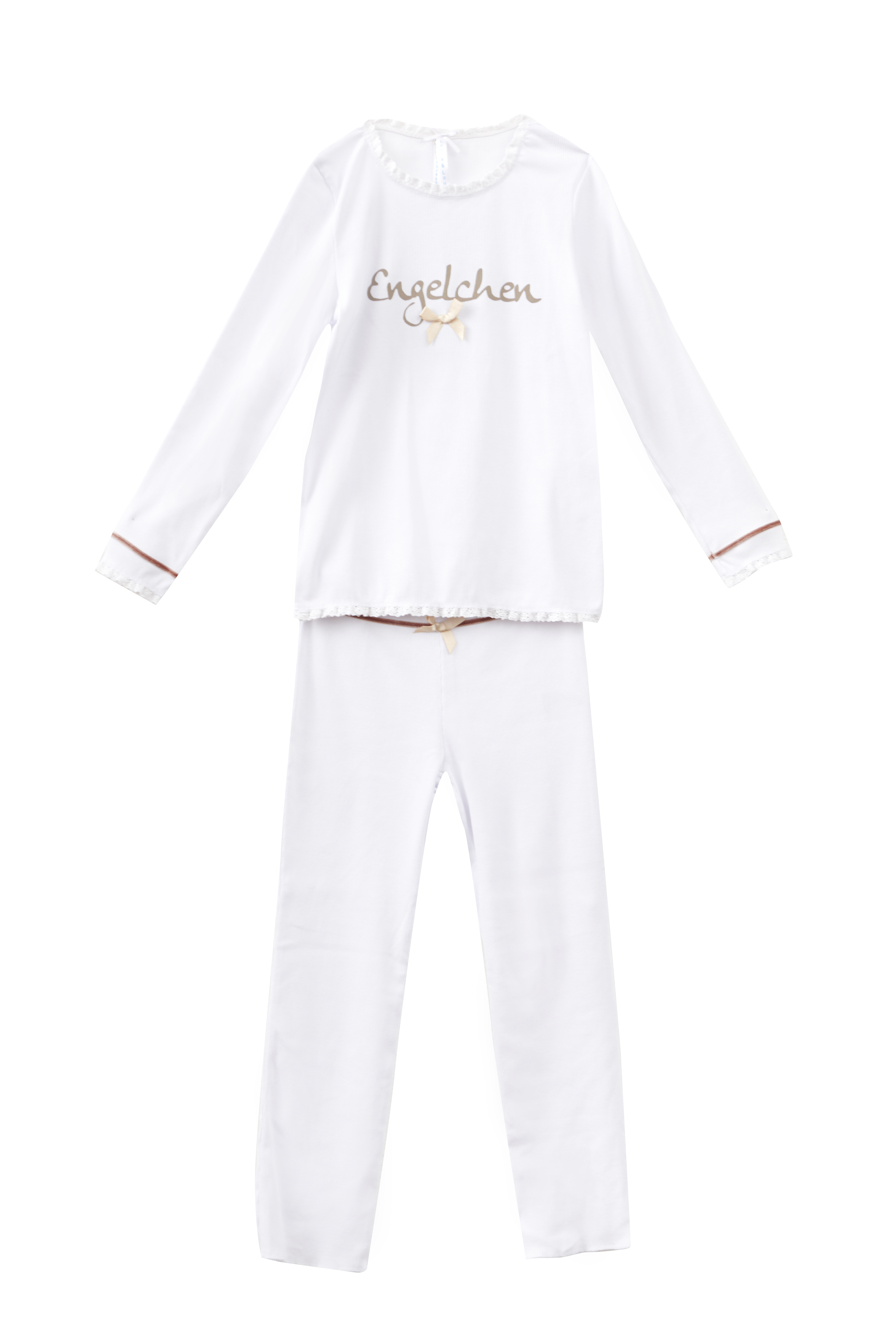 Louis & Louisa Pyjama Kinder "Engelchen", weiß Rippe