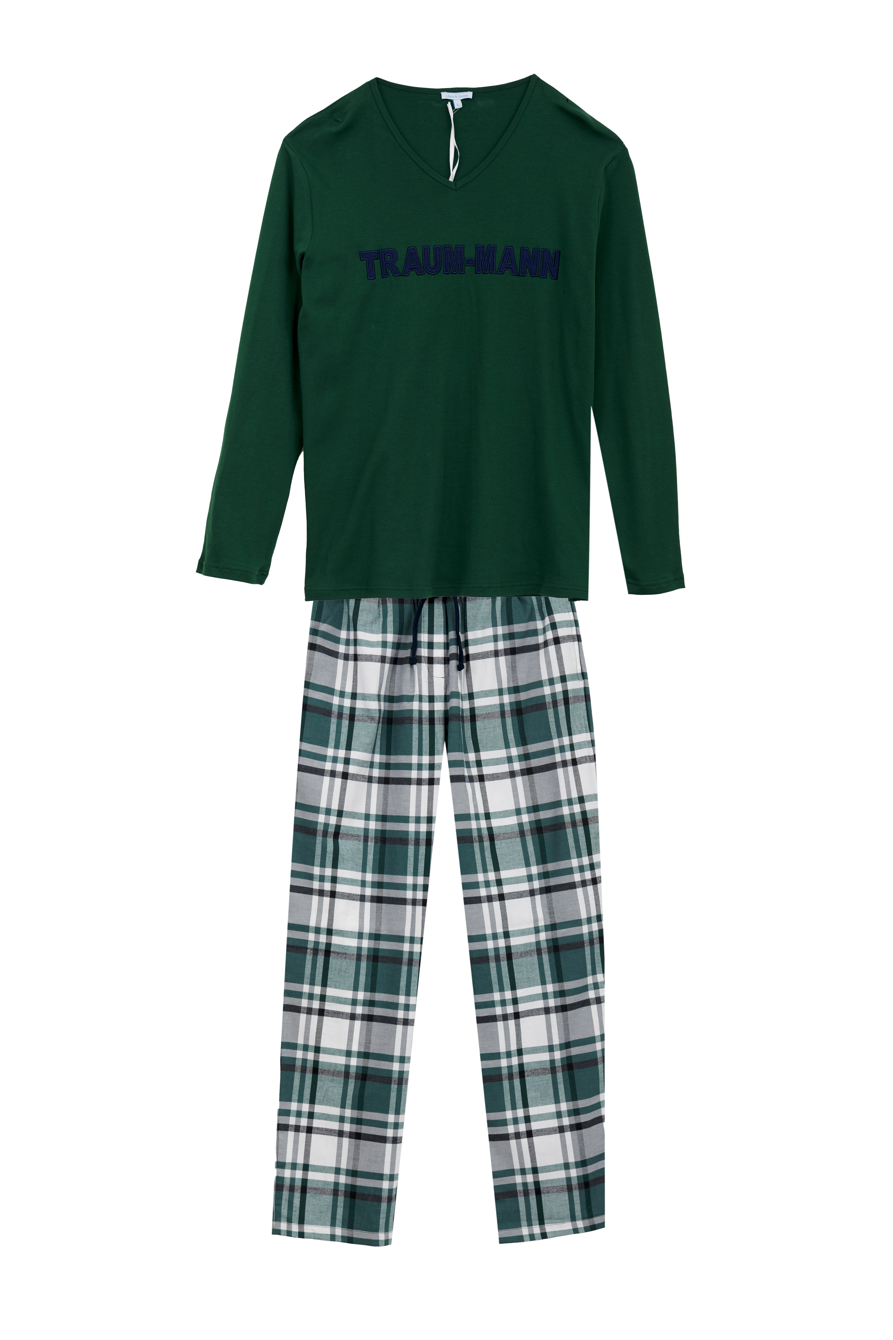 Louis & Louisa Pyjama Herren "Traummann", grün/ Flanell