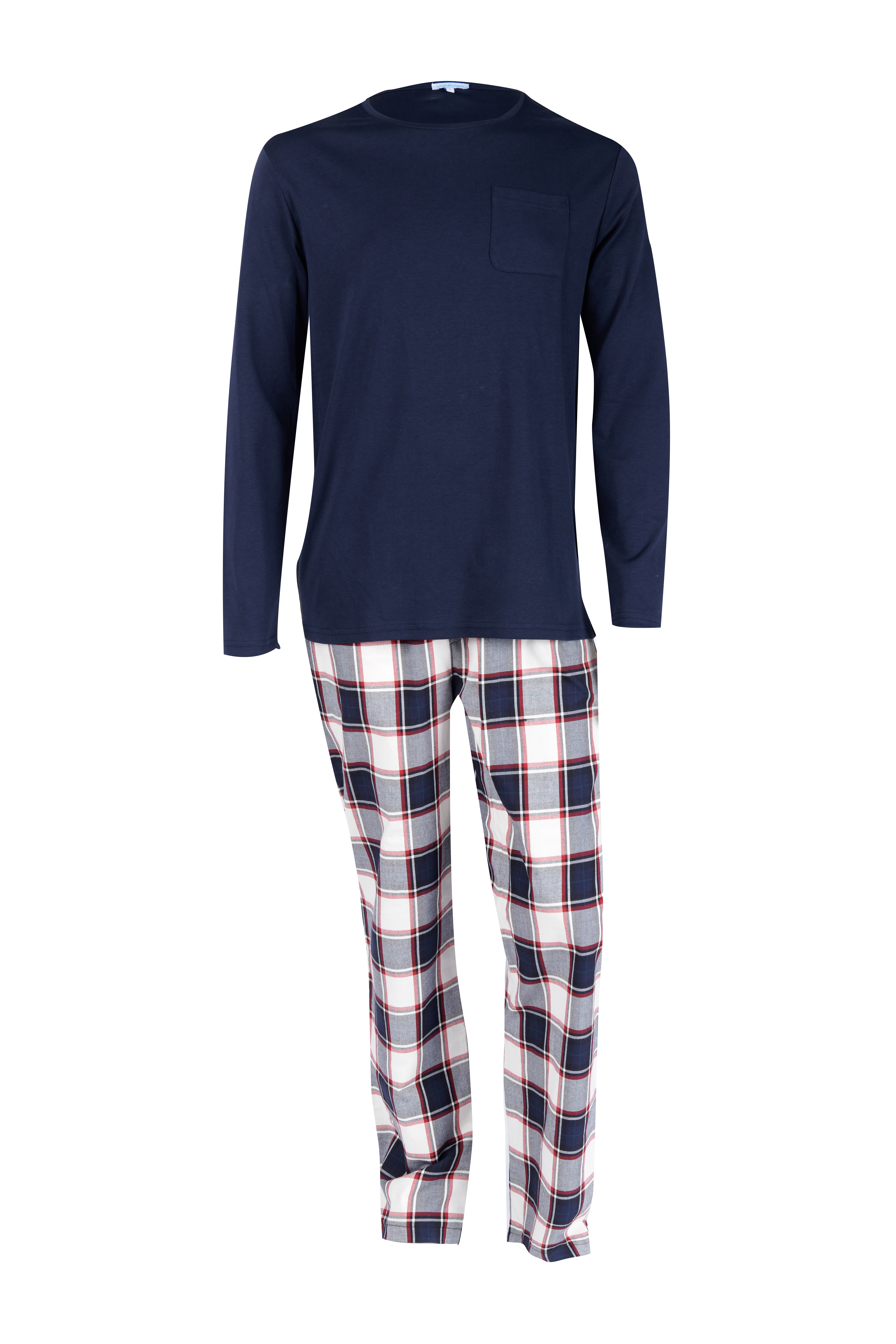 Louis & Louisa Pyjama Herren mit Tasche, blau / flanell