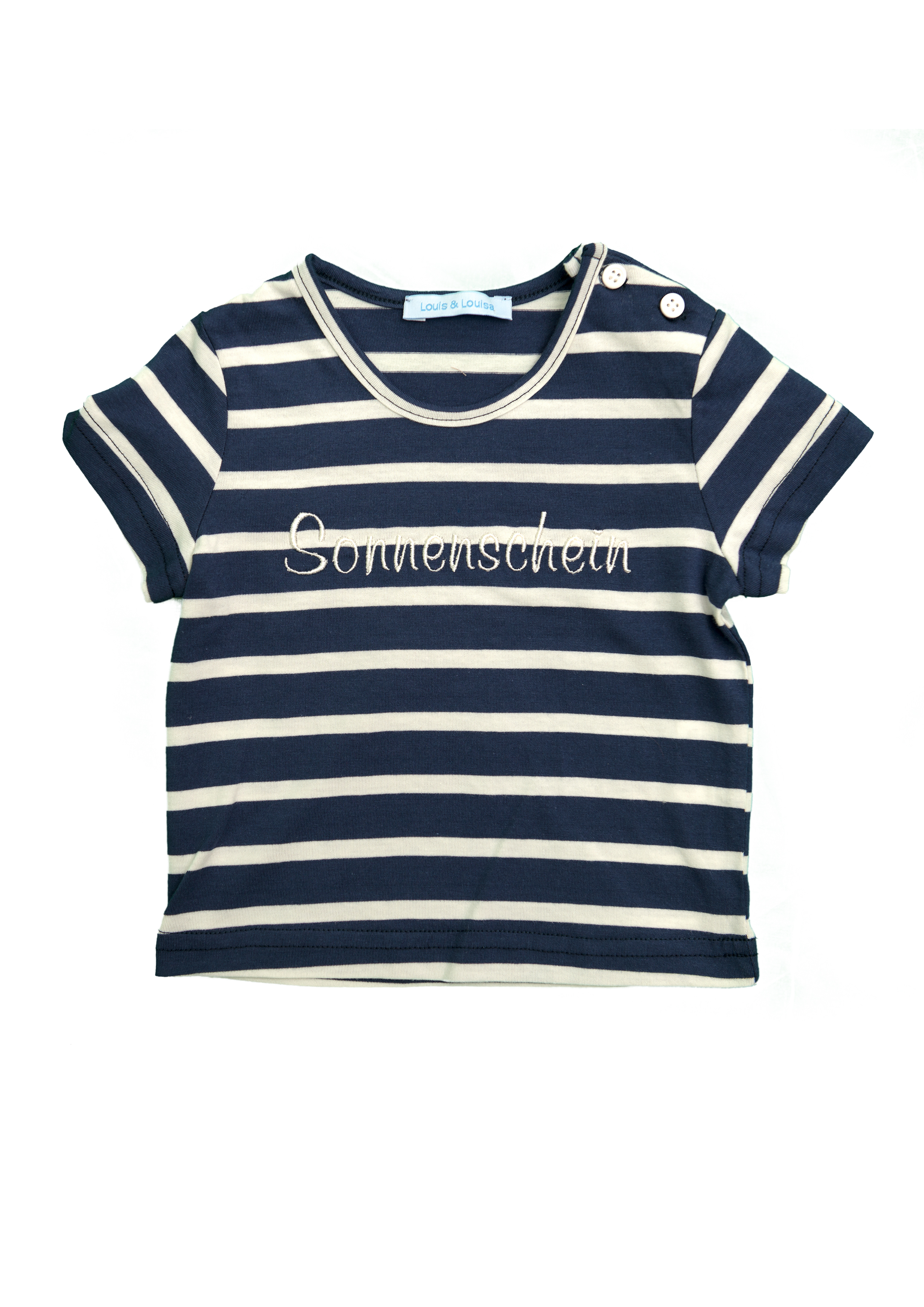 Louis & Louisa Baby Shirt "Sonnenschein", dunkelblau gestreift