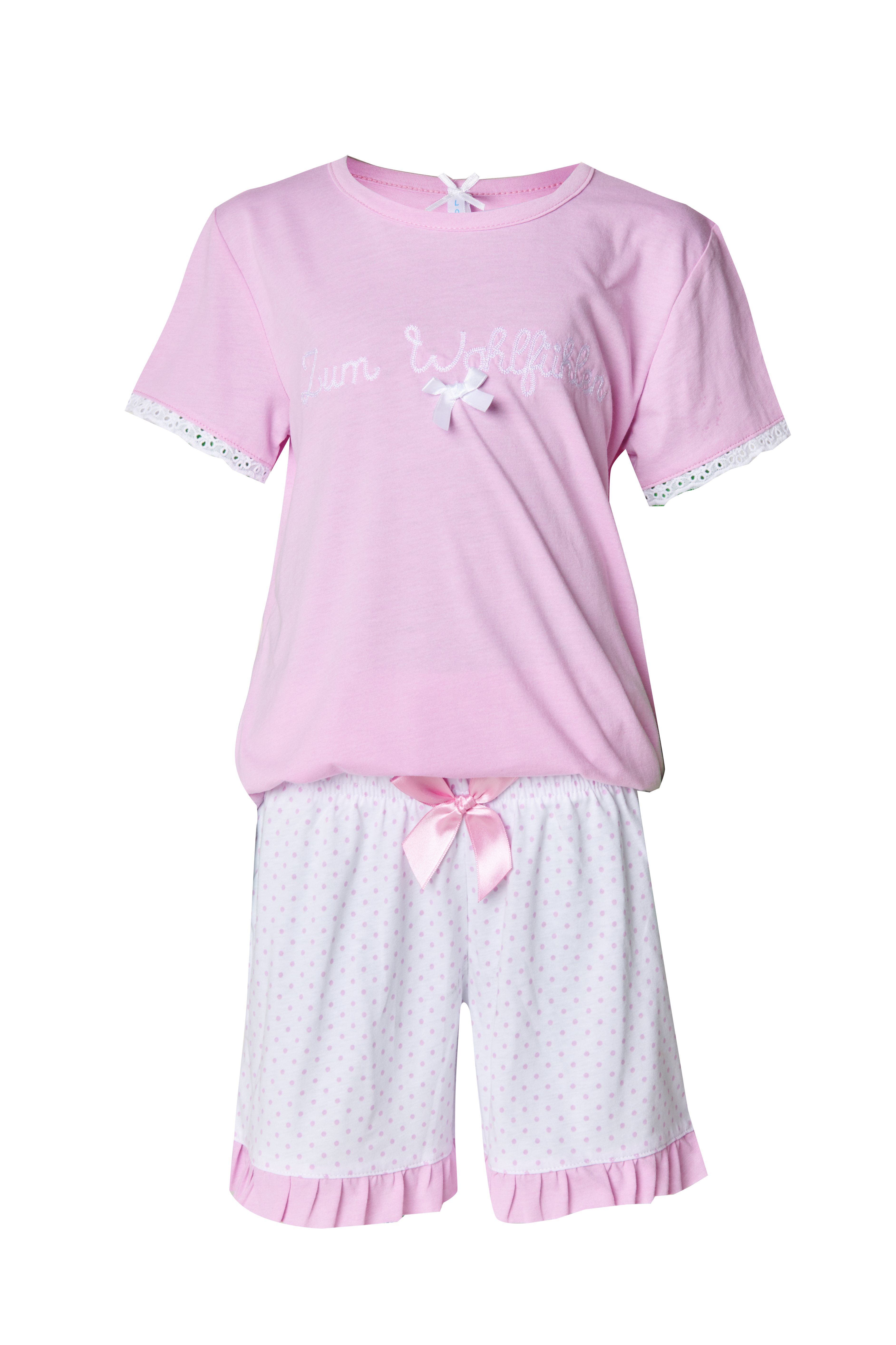 Louis & Louisa Short-Set Kinder "Zum Wohlfühlen", rosa / weiß allover